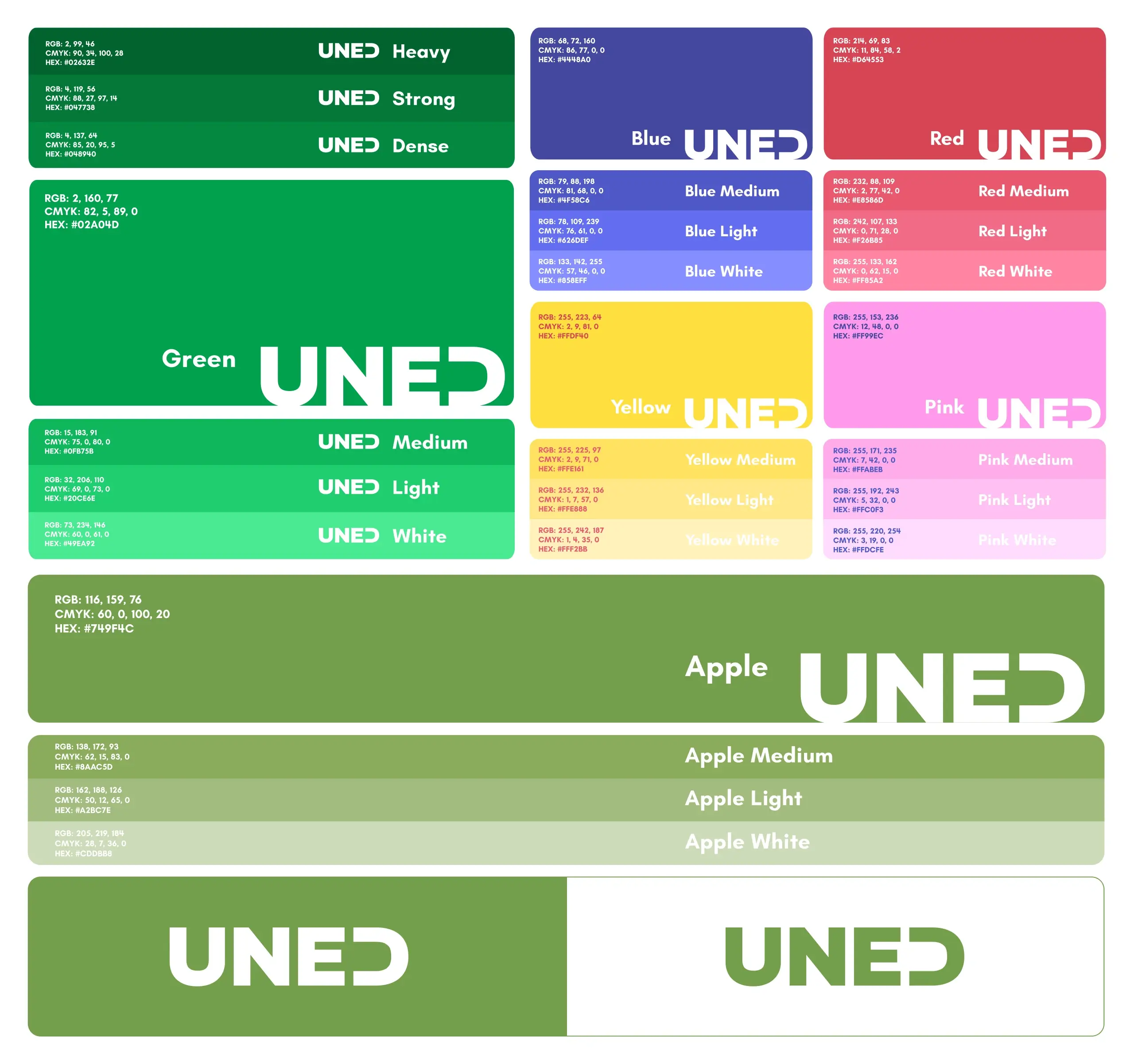 Paleta de color principal y secundarias de la UNED
